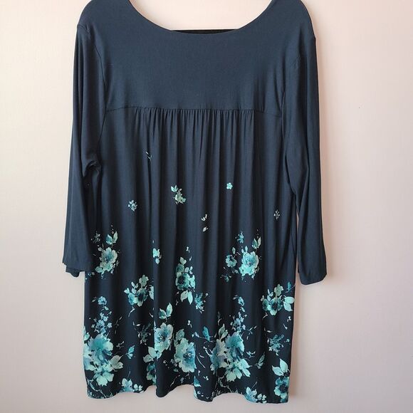 J Jill Wearever Collection Buttery Soft Long Floral Tunic 3/4 Sleeve Top Size L - Picture 8 of 11